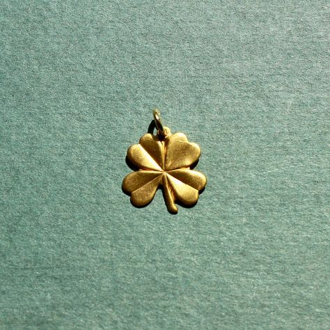 "This charm is the perfect size for a necklace at ~0.5\" in size. The charm is made of raw brass and comes with a jump ring for threading on your favorite necklace or jewelry making." Ring With Charms, Madi Core, 4 Leaf Clover Necklace, Copper Embossing, Four Leaf Clover Charm, Brass Pins, Clover Jewelry, Lucky Shamrock, Four Leaf Clover Necklace