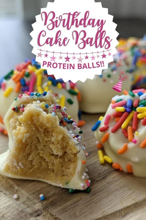 Protein Cake Balls, Protein Cake Pops, Protein Powder Cake, Cake Batter Protein, Protein Balls Recipes, Easy Protein, Cake Ball, Protein Cake, Healthy Protein Snacks