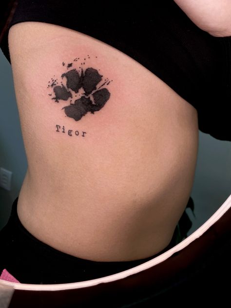 Female Side Tattoo, Female Tattoo, Rib Tattoo, Dog Tattoo, Minimal Tattoo, Paw Print Tattoo, Tattoos