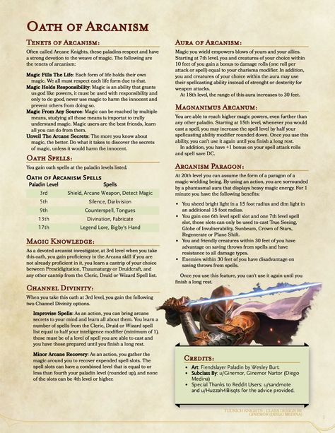 Subclasses 5e, Paladin Oath, Dnd Tools, Dnd Subclasses, Homebrew Classes, Dnd Paladin, Dnd Things, Dungeons And Dragons Rules, Dnd Homebrew