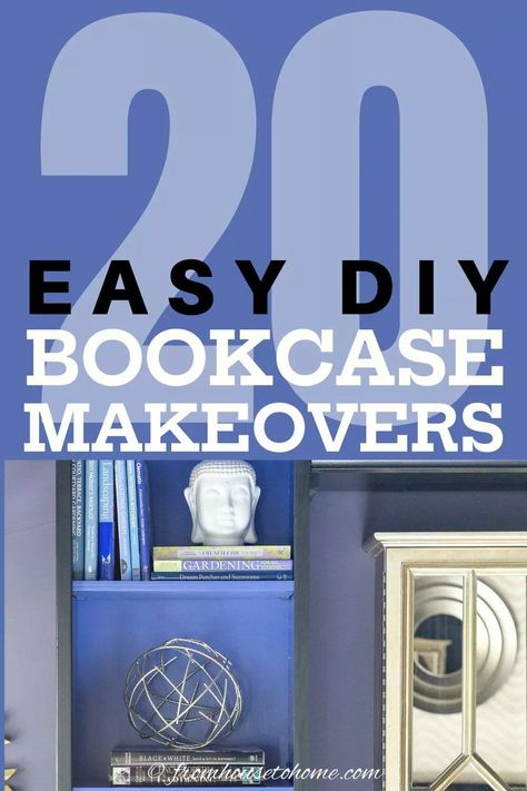 Try these easy DIY bookshelf makeovers to update an old, ugly bookcase or modernize a builtin. Find ideas for painting bookshelves, learn how to cover the back and see how to add some custom details that will make your bookcases look custom made. #fromhousetohome #diy #shelves How To Paint A Bookshelf, Painted Back Bookshelves, Painting Bookshelves, Bookshelf Makeover Diy, Easy Diy Bookshelf, Build Your Own Shelves, Diy Doors, Diy Gifts For Christmas, Recycle Fabric