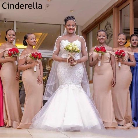 Nigeria Mermaid Wedding Dresses With Detachable Train White Long Sleeves Garden Beach Wedding Dress Vintage Scoop Applique Bride|Wedding Dresses| - AliExpress Bridesmaid Dresses Off The Shoulder, Bridal Train, Wedding Party Bridesmaid, Satin Bridesmaid Dress, Champagne Bridesmaid Dresses, Mermaid Sweetheart, Champagne Bridesmaid, Mermaid Bridesmaid, Dresses Off The Shoulder