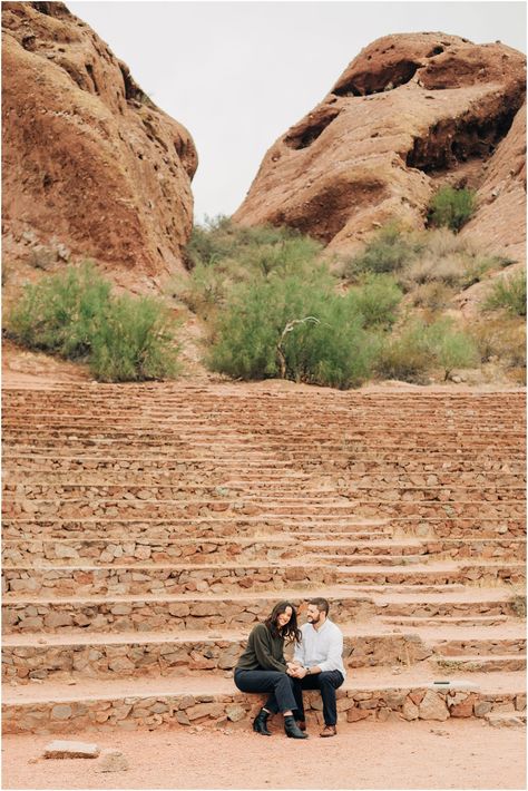 Abby + Max | Papago Park Engagement | Jen Jinkens Photography Papago Park Engagement Photos, Arizona Engagement Photos, Papago Park, Arizona Engagement, Park Engagement Photos, Engagement Sessions, Cloudy Day, Mountain Top, Couples Photoshoot