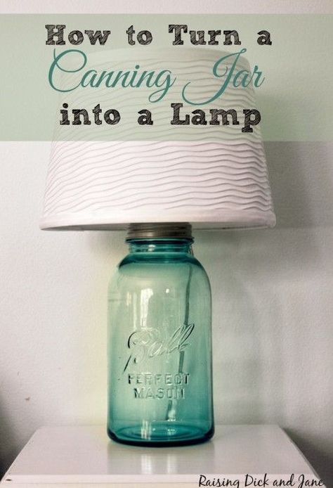 40 Mason Jar Craft Ideas to Make & Sell - Turn a Canning Jar into a Lamp - www.bigdiyideas.com/ Mason Jar Projects, Diy Lampe, Jar Ideas, Wine Bottle Diy Crafts, Canning Jar, Mason Jar Crafts Diy, Wine Bottle Diy, Deco Luminaire, Mason Jar Lighting