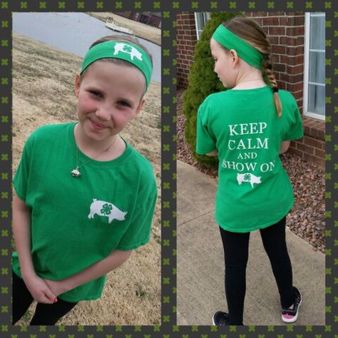 4H, pig showing, t-shirt, headband 4h T Shirt Designs, 4h Club Tshirt Ideas, 4h Shirts Design Ideas, Show Mom Shirts Pigs, Show Pig Shirts, Livestock Show Tshirts, 4 H Clover, Pig Shirts, Single Mom Life