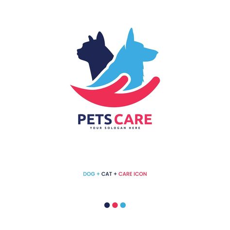 Pet Care Logo with Dog, Cat and Hand Symbols Pet Care Logo, Hand Symbols, Care Logo, Cat Pet, Cat Care, Logo Ideas, Logo Designs, Pet Care, Pets Cats