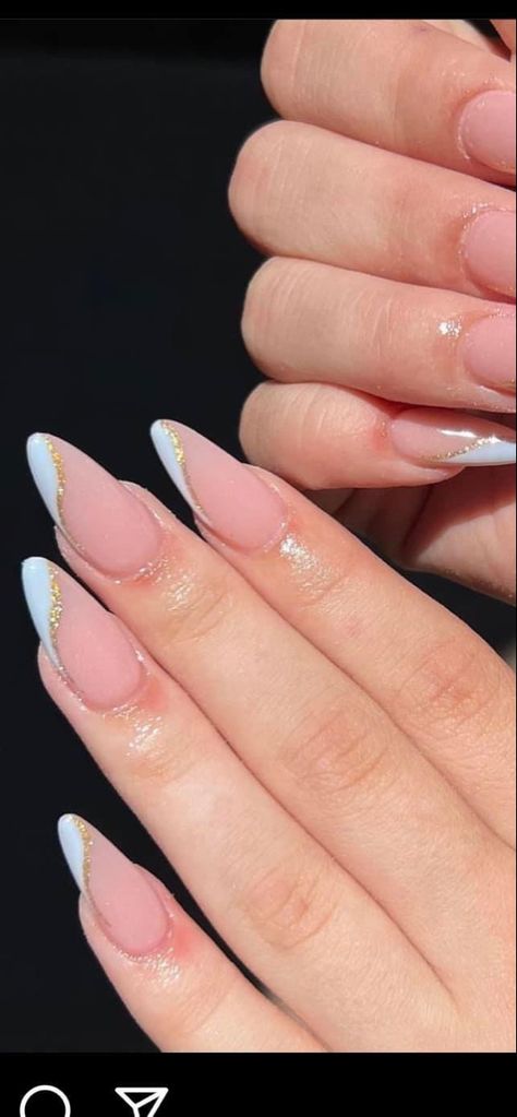 Short Acrylic Nails Designs Almond Shape, Different Shape Nails Style, Simple White Nail Designs Almond, Oval Shaped Nails Designs Almond, Cute Almond Shaped Nails Winter, White Almonds Nails, Corner French Tip Nails, Pink And White Nails French Almond, Almond Shaped Nails Designs Winter