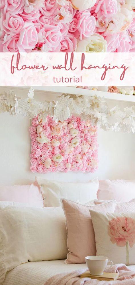 Flower Wall Decor Diy, Spring Diy Decor, Hanging Flower Arrangements, Flower Wall Hanging Decor, Diy Paper Wall Hanging, Room Hanging Decor, Diy Flower Wall, Wall Stand, Wall Hanging Ideas