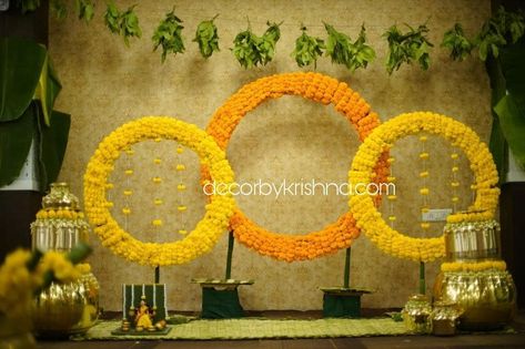 #Mangalasnanam decor  @decorbykrishna is taking orders for eco-friendly home based events decor, like pellikooturu, Mehendi, mangalasnanam, Seemantham, gruhapravesam and cradle ceremony.  Pc @yellowwindowphotography TQ Ravi and team for coverage  @DecorbyKrishna is looking for franchises all over India to propagate the culture of #ecofriendlydecor for home based events  Mail to decorbykrishna@gmail.com for franchise details.  #bridesessentials #thegorgeousbride #ezwed #wedmegood #weddingsutra #s Mangala Snanam Decoration For Groom, Nalugu Decoration, Mehandi Decoration, Mangala Snanam, Haldi Decoration Ideas, Haldi Decoration, Cradle Ceremony, Janmashtami Decoration, Ganapati Decoration