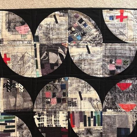 Sarah Hibbert Quilts, Drunkards Path Quilt, Improv Quilting, Circle Template, Wedding Quilt, Contemporary Quilts, Print Inspiration, Paper Piecing Quilts, Outsider Art