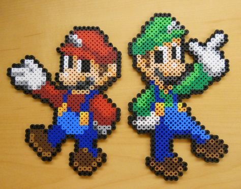 Mario and Luigi Superstar Saga Bead by CorneliusPixelCrafts Luigi Perler Beads, Mario And Luigi Superstar Saga, Superstar Saga, Hama Mario, Marvel Cross Stitch, Perler Bead Mario, Mario Y Luigi, Perler Projects, Melty Bead Patterns