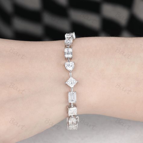 Elegant Formal Diamond-cut Bracelet, Luxury Elegant Diamond-cut Bracelet, Elegant Sterling Silver Diamond-cut Bracelet In Diamond White, Dazzling White Gold Diamond-cut Tennis Bracelet, Silver Tennis Bracelet With Diamond-cut Cubic Zirconia, Diamond Bracelet Design, Art Deco Lady, Bangle Designs, Diamond Bangle