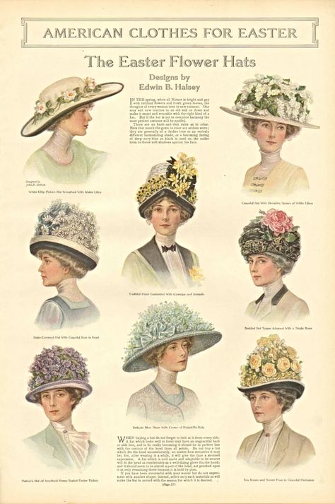 Edwardian Hats, Historical Accessories, 10s Fashion, Edwardian Hat, Historical Hats, Tea Hats, Easter Flower, 1910s Fashion, Victorian Hats