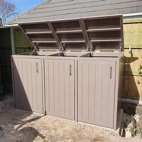 Triple Bin Store, Triple Wheelie Bin Storage, Wheelie Bin Storage, Breakfast Room Green, Ral Code, Front Door Steps, Garbage Storage, Bin Storage, Backyard Studio