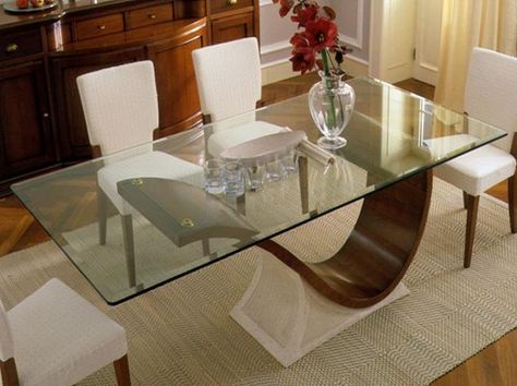 Glass top tables look great in all dining rooms. Glass top dining tables feature versatile design that bring more reflected light into homes and allow creatively decorate dining rooms, blending transp Glass Top Dining Table Rectangle, Glass Dinning Table, Modern Glass Dining Table, Modern Dining Furniture, Glass Dining Room Table, Glass Round Dining Table, Glass Top Dining Table, Beautiful Dining Rooms, Table Top Design