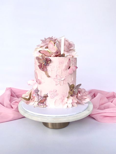 Enchanted Theme Birthday Cake, Pink Fairy Birthday Cake, Enchanted Birthday Cake, Fairy Smash Cake Ideas, Enchanted Forest Birthday Cake, Pink Fairy Cake, Fairy First Birthday Cake, Pink 1st Birthday Cake, Enchanted Cake