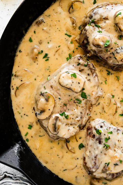 Steak Marsala Recipe with Mushroom Sauce - CucinaByElena Steak Marsala Recipe, Marsala Sauce Recipe, Steak Marsala, Mushroom Marsala, Marsala Mushrooms, Marsala Sauce, Marsala Recipe, Veal Cutlet, Creamy Mushroom Sauce