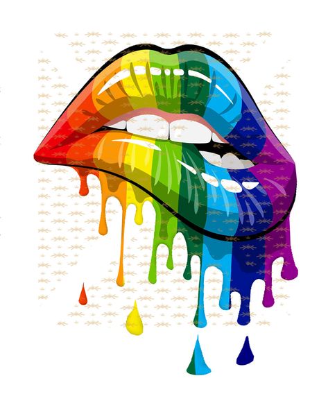 Rainbow Lips Tattoo, Rainbow Lipstick, Melting Rainbow, Tongue Tattoo, Creative Drawings, Rainbow Lips, Lgbtq Rainbow, Dripping Lips, Rainbow Warrior