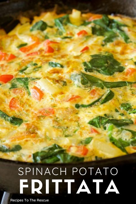 spinach potato frittata Potato And Egg Frittata, Potatoes With Spinach And Eggs, Spinach Potato Recipes, Frittata Recipes Potato, Potato And Spinach Recipes, Spinach Potato Frittata, Frittata Recipes Healthy, Vegetarian Frittata, Spinach And Potato Recipes