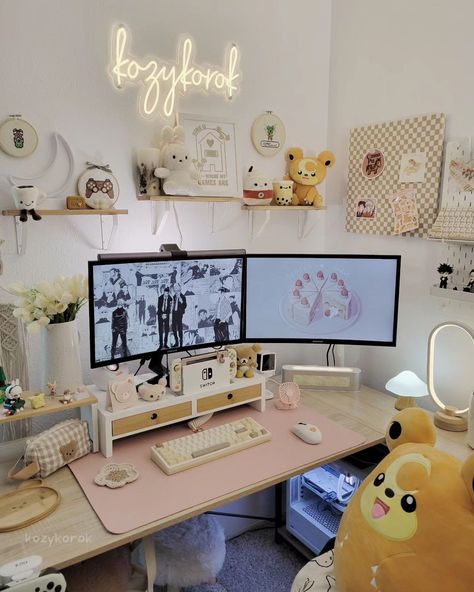 🧸✨🤍🎀 Some recent desk shots Hope you all have a good rest of your week (づ๑•ᴗ•๑)づ♡ desk setup | desk aesthetic 🏷️ #desksetup #gamingaesthetic #pokemon #cozygaming #desksetupideas #setupinspo #deskgram #cozydesk #deskdecor #gamingcommunity #cozygamingaesthetic #aestheticgamer #pinkaesthetic #sanrio #nintendoswitch #anime #jujutsukaisen #gojosatoru #plushiesofinstagram #squishmallows Kawaii Desk Setup, Aesthetic Desk Setup, Kawaii Desk, Desk Aesthetic, Cozy Desk, Aesthetic Desk, Desk Inspiration, Desk Inspo, Desk Setups