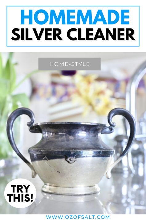 Do you have silver jewelry, home items, or silverware that’s tarnished? Let’s clean them with this simple homemade silver cleaner and make them shine like new! #silver #silvercleaner Diy Silver Polish, How To Polish Silver, Silver Cleaner Diy, Cleaning Silverware, Homemade Silver Cleaner, Cleaning Tarnished Silver, Polishing Silver, How To Clean Silverware, Cleaning Silver