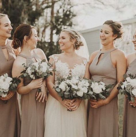 Bohemian Maternity Photos, Western Boho Wedding, Moody Bohemian, Real Bridesmaids, Taupe Bridesmaid, Bohemian Maternity, Taupe Bridesmaid Dresses, Pretty Bridesmaid Dresses, Wedding Dresses 50s