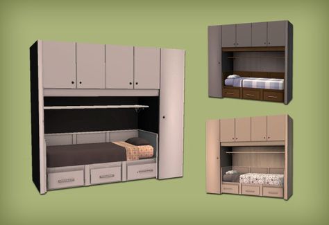 Overhead Cupboards Bed for The Sims 2 Small Space Bed, Sims 2 University, Space Bed, Beds For Small Spaces, The Sims 2, Sims 1, Modern Shower, Shower Stall, Teen Room