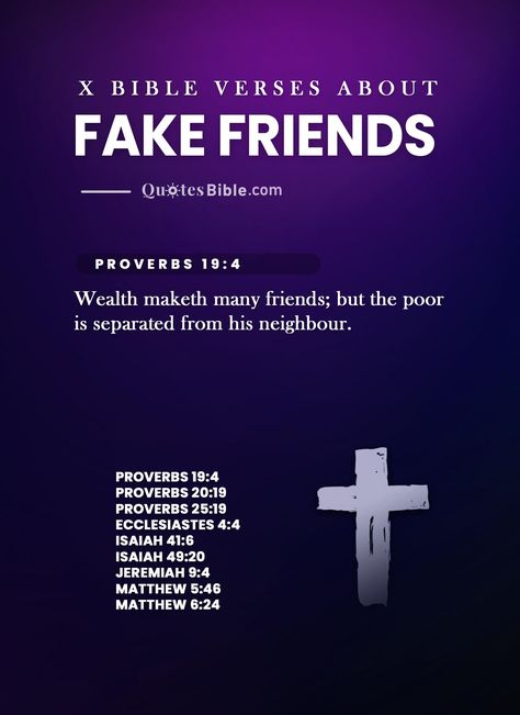 Discover the top Bible verses about Fake Friends from Scripture to help you understand how to navigate difficult relationships with this collection of scripture quotes! Learn the power of God’s Word to protect you from these toxic relationships and find comfort in the promises of God’s protection. #BibleVerses #FakeFriends #Relationships #God #Protection #Fake Friends #verses Bible Verse For Fake Friends, Bible Verse About Fake Friends, Bible Verses About Fake Friends, Fake Christian Quotes Truths, About Fake Friends, God Protection, Friends Bible Verse, Scriptures Quotes, Verses From The Bible