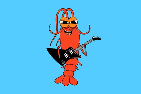 music happy dancing fun cartoon guitar lunch healthy fresh rock and roll salad shrimp seafood rocker sustainable ingredients chopt happy shrimp Shrimp Cartoon, Music Happy, Happy Rock, Rock Baby, Cool Cartoons, Cute Gif, Cartoon Design, Newest Trends, Retail Design