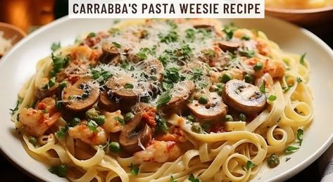 Carrabba's Pasta Weesie Recipe Pasta Carrabba Recipe, Pasta Weesie, Carabbas Recipes, Seafood Pasta Sauce, Carrabbas Recipes, Kitchen Guide, Fettuccine Pasta, Italian Appetizers, Seafood Pasta