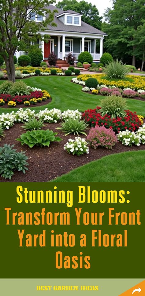 Explore 20 beautiful front yard flower beds that elevate your home's curb appeal and invite joy with vibrant colors. Front Yard Flower Beds, Flower Bed Ideas, Front Yards, Bed Ideas, Flower Bed, Flower Beds, Amazing Gardens, Curb Appeal, Front Yard