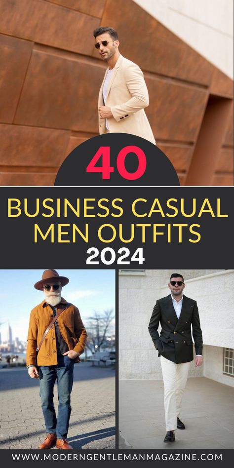 Looking for the best business casual outfits for men? Check out our top 40 outfit ideas that perfectly balance professionalism and style. #BusinessCasual #MensWorkOutfits #CasualOutfitsForWork Business Casual Outfits Men Jeans, Fall Business Casual Men, Mens Beige Blazer Outfit, Men Work Casual Outfit, Men's Business Casual Outfits 2024, Buisness Casual Men’s Fashion, Men’s Fall Fashion 2024 Business Casual, Work Outfit Men Offices, Business Casual For Big Men