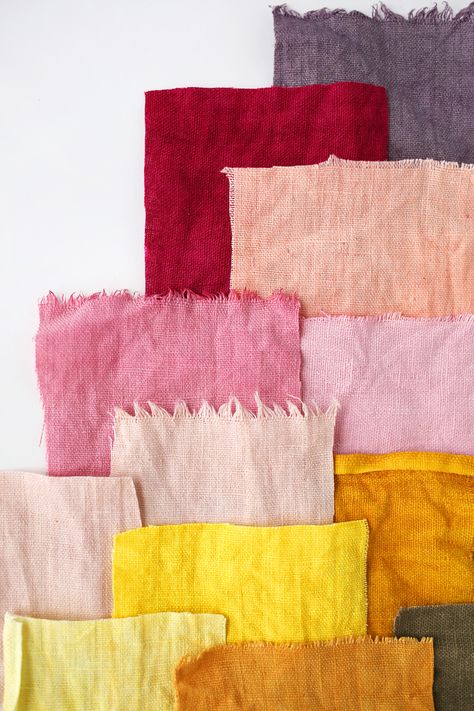 A wide range of colors from natural dyes Ruangan Studio, Natural Dye Fabric, Skirt Diy, Eco Dyeing, Textil Design, Eco Printing, Color Inspo, How To Dye Fabric, Color Textures