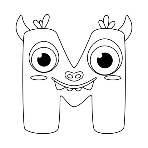 Feed The Monster, Angel Coloring Pages, Monster Creature, Font Letters, Monster Coloring Pages, Monster Theme, Free Characters, Alphabet Coloring Pages, Alphabet Coloring