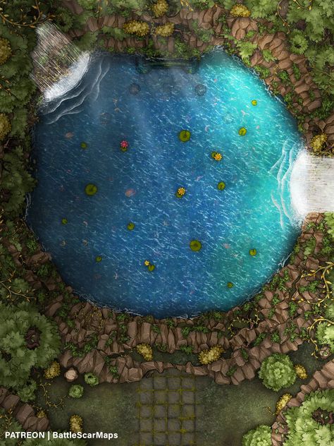 FREE Water Temple Battle Map Released on Patreon! https://www.patreon.com/posts/43291258 #D20 #DnD #Dungeonsanddragons #Battlemap #Pathfinder #tabletop #tabletopgaming #Roll20 #fantasygrounds #forest #waterfall #halloween #temple #rpg #dungeon #5e #Patreon #dnd5e #dndart #encounter Forest Map, Dragons 5e, Water Temple, Ship Map, Dnd World Map, Myths & Monsters, Dnd Items, Battle Map, Fantasy World Map