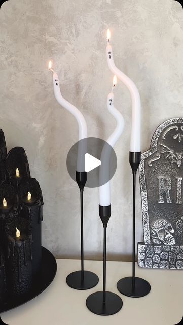 Michelle McRae on Instagram: "Easy DIY ghost candles 👻🕯️   You NEED to make these adorable ghost candles this Halloween. It is the easiest DIY I have ever done.   📌 Comment “ghost candles” for detailed directions and a list of supplies‼️  🚨 Share this with a friend who loves easy Halloween DIYs as much as we do!🎃  #halloweendiydecor #easydiy #halloweencrafts #diyhalloweendecorations" Diy Ghost, Ghost Candles, Ghost Diy, Halloween Decorations Indoor, Easy Halloween, Diy Halloween Decorations, Holly Jolly, Halloween Ideas, Halloween Diy