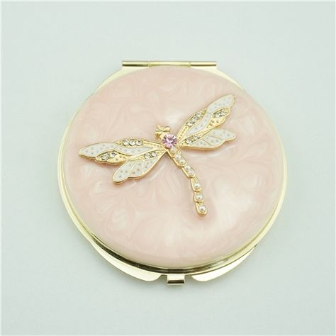 Pink compact mirror/Dragonfly compact mirror This enamel dragonfly compact mirror is a perfect gift for lady. It is covered with enamel glaze and mounted with bling-bling crystals. There are two mirrors inside. One regular mirror on top, the other 2x magnifying mirror on bottom. Pink Compact Mirror, Vintage Pocket Mirror, Cute Pocket Mirror, Pocket Mirror Aesthetic, Cute Compact Mirror, Vintage Compact Mirror, Vintage Boho Outfit, Penyimpanan Makeup, Two Mirrors