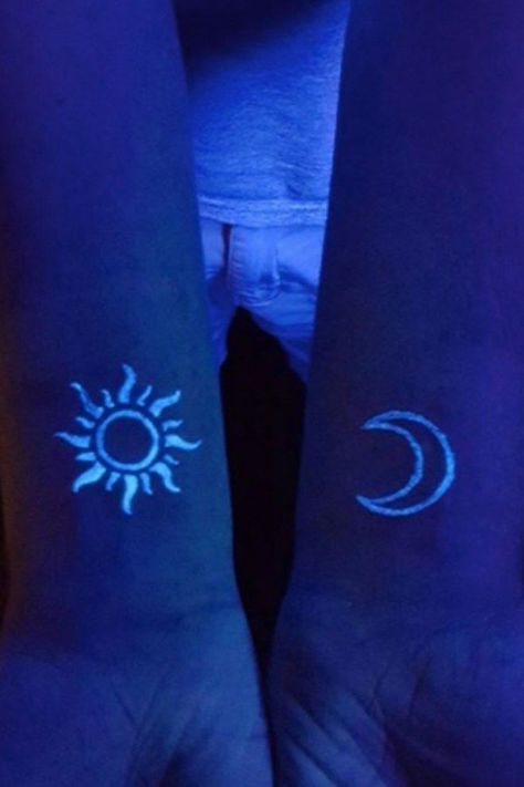 Tattoo design best friends tattoo couple tattoo Uv Ink Tattoos, Black Light Tattoo, Glow Tattoo, Neon Tattoo, Tattoo Couple, Uv Tattoo, Light Tattoo, Couple Tattoo, Парные Тату