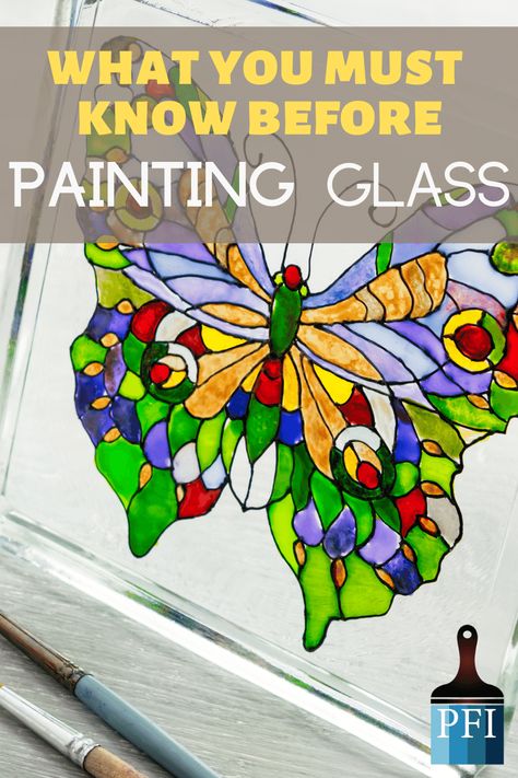 Learn how to paint on glass with these great tutorials on how to paint glass" class Hand Painted Windows, Painted Furniture Ideas, Painting On Glass Windows, Glass Paint Markers, Painting Glass, Glass Painting Designs, Stained Glass Paint, Diy Glass Bottle Crafts, Painting Glassware