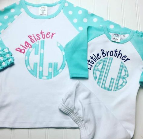 Monogrammed sibling shirts, big sister shirt, big brother shirt, little brother shirt, little sister #affiliate Little Sister Shirt, Monogram Outfit, Big Brother Shirt, Sibling Shirts, Sister Shirt, Brother Shirts, Big Sister Shirt, Sister Shirts, Little Brother