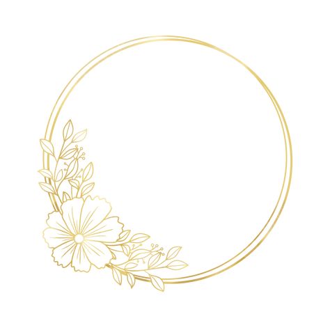 Circle Design Pattern Graphics, Golden Circle Frame, Circle Frames Clipart, Candle Decorating, Gold Border Design, Frame With Flowers, Gold Circle Frames, Wedding Png, Wedding Monograms