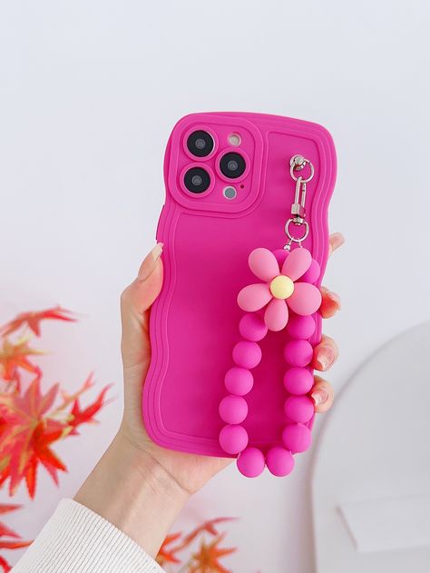 Hot Pink  Collar  Silicone  Phone Cases Embellished   Cell Phones & Accessories Pink Phone Case, Bead Decor, Red Wave, Pink Phone, Pretty Phone Cases, Color Wave, Pink Phone Cases, Handmade Wire Jewelry, Pink Collars