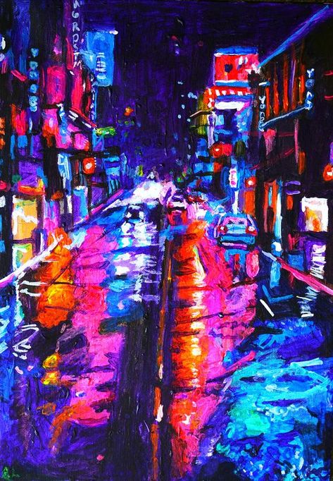 #instagood #gallery #acrylic #abstract #color #nature #arts #instagram #drawings #artistic #artsy #artlovers #watercolorpainting #beautiful #abstractpainting #handmade #canvas #photooftheday #digitalpainting #print #painting #like #psychedelic #k #colors #america #cityscape #interiordesign #sketching #neworleans New Orleans Painting, City Scape Painting, Purple Art Abstract, Painting Night, Rainy City, Acid Art, Bike Drawing, Custom Pet Painting, Modern Art Styles