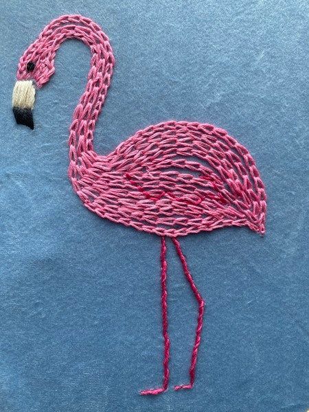 Flamingo Embroidery Design, Creative Embroidery Inspiration Ideas, Embroidery Flamingo, Embroidered Flamingo, Flamingo Embroidery, Cute Embroidery Patterns, Embroidery Stitches Beginner, Embroidery Hoop Crafts, Simple Hand Embroidery Patterns