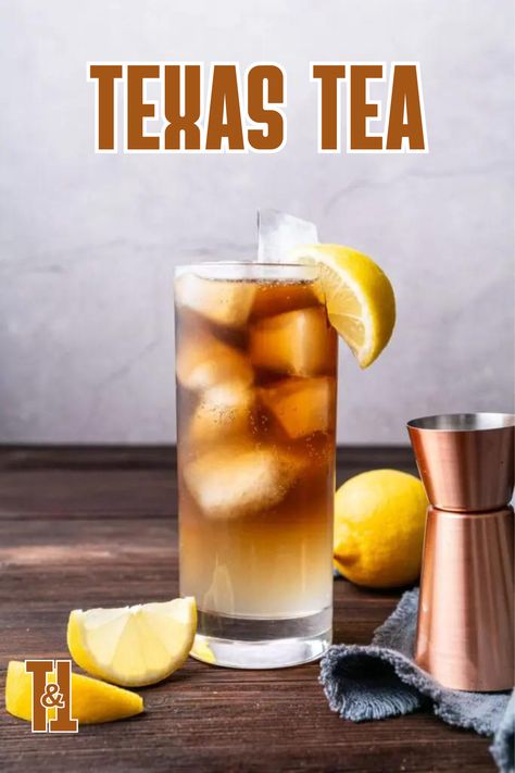 Quench your thirst and embrace the Lone Star spirit with this classic Texas Tea cocktail! A bold blend of spirits and flavors, perfect for kicking back and enjoying the Texas vibe. Texas Tea Cocktail, Texas Tea Recipe, Texas Cocktails, Deadwood Saloon, Texas Tea, Tea Cocktail, Gin Liqueur, Tea Cocktails, Lemon Wedge