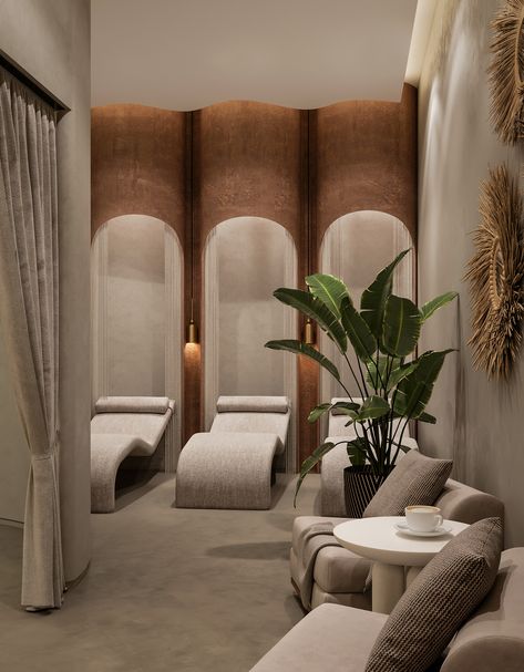 BLUSH AND BRUSH SPA IN SAUDI ARABIA :: Behance Retail Store Design Ideas, Spa Design Interior, Deco Spa, Beauty Retail, Massage Room Design, Home Yoga Room, Spa Lounge, Spa Room Decor, Spa Interior Design