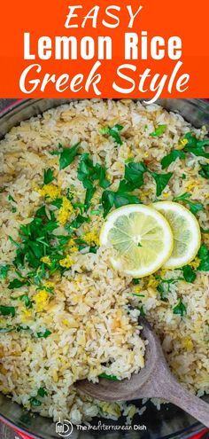 Easy Lemon Rice, Lemon Rice Recipe, Greek Lemon Rice Soup, Greek Rice, Greek Lemon Rice, Greek Lemon Chicken Soup, Lemon Chicken Soup, Rice Soup Recipes, Greek Lemon Chicken