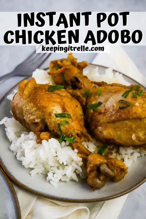 Instant Pot chicken adobo is the ultimate Filipino comfort food. Just a few simple ingredients make this a quick & easy dish that's sure to please. Instant Pot Pork Adobo, Adobo Chicken Instant Pot, Filipino Chicken Adobo Crockpot, Instant Pot Pork Adobo Filipino, Soccer Food, Adobo Chicken Filipino Instant Pot, Shoyu Chicken Recipe, Shoyu Chicken Recipe Hawaii Instant Pot, Chicken Adobo Filipino