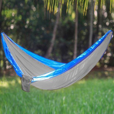 Freeport Park Karley Sports Force Double Camping Hammock Color: Blue/Gray Hammock With Mosquito Net, Hanging Hammock Chair, Camping Hammock, Double Hammock, Hammock Stand, Hammock Camping, Camping Backpack, Hammock Chair, Camping With Kids