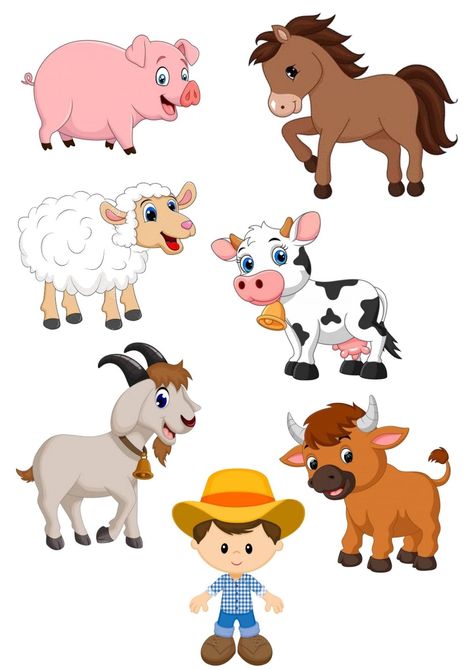 Cartoon Farm Animals Clip Art, Farm Animal Printables, Farm Animals Drawing, Cartoon Farm Animals, Farm Animals Pictures, Animal Pictures For Kids, Farm Animals Preschool, Farm Cartoon, Baby Animal Nursery Art